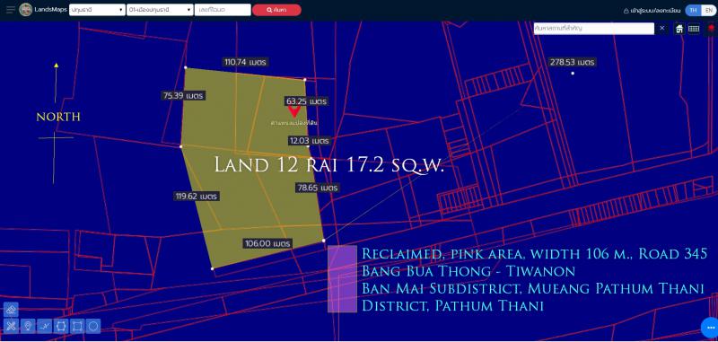 ที่ดิน 215999997 ปทุมธานี เมืองปทุมธานี บ้านใหม่