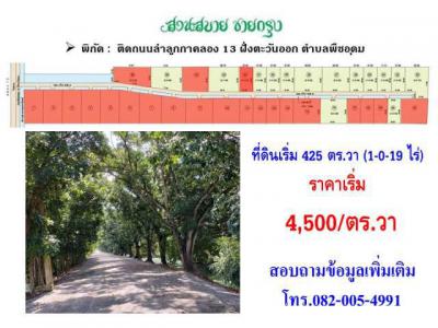ที่ดิน 2000000 ปทุมธานี ลำลูกกา พืชอุดม