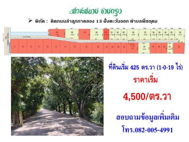 ที่ดิน 2000000 ปทุมธานี ลำลูกกา พืชอุดม